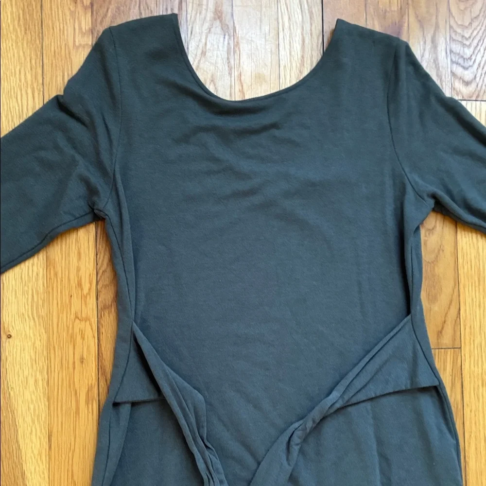 Encircled Dress Medium Bamboo Tie Waist Scoop Neck Reversible Long Sleeve Midi - Picture 5 of 13